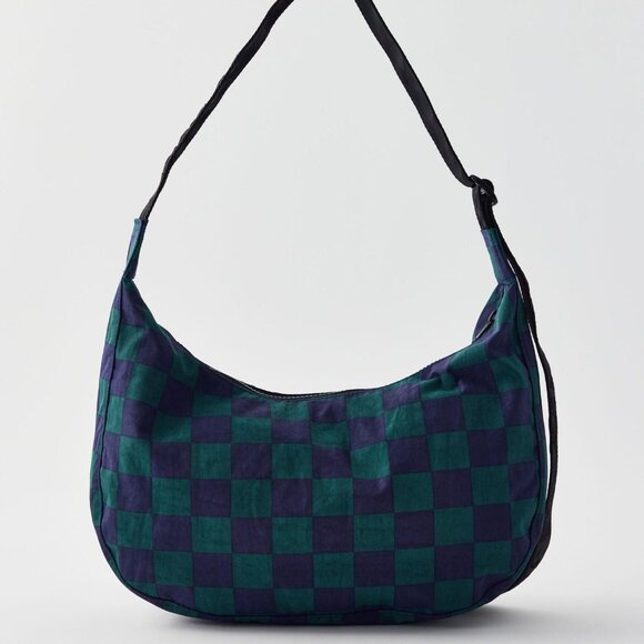 NWT Baggu Crescent Bag Medium - Navy Green Check - Picture 6 of 7